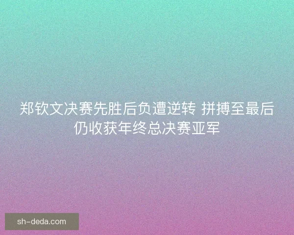 郑钦文决赛先胜后负遭逆转 拼搏至最后仍收获年终总决赛亚军