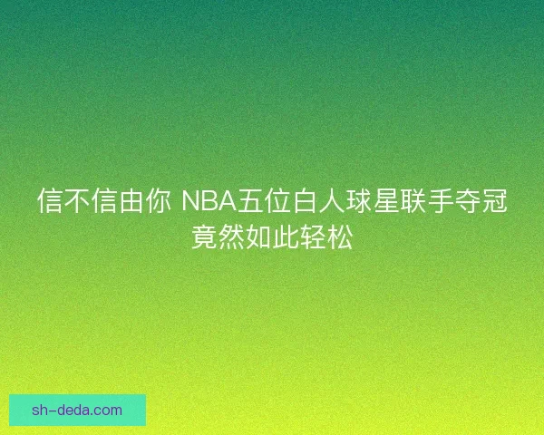 信不信由你 NBA五位白人球星联手夺冠竟然如此轻松