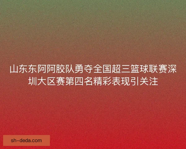 山东东阿阿胶队勇夺全国超三篮球联赛深圳大区赛第四名精彩表现引关注