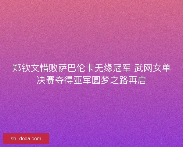 郑钦文惜败萨巴伦卡无缘冠军 武网女单决赛夺得亚军圆梦之路再启